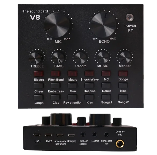 high quality v8 live streaming usb studio audio interface externnal stereo karaoke recording sound card set
high quality v8 live streaming usb studio audio interface externnal stereo karaoke recording sound card set