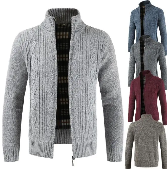 JACKETOWN Wholesale Clothes Men's Thickened Kint Cardigan Bomber Jacket Stand Collar Men Jacket, Picture
JACKETOWN Wholesale Clothes Men's Thickened Kint Cardigan Bomber Jacket Stand Collar Men Jacket, Picture