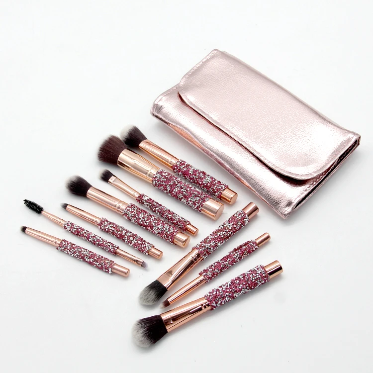 Professional Custom Logo Glitter 10pcs Crystal Diamond Foundation Makeup Brushes With Pu Bag Brush Set
Professional Custom Logo Glitter 10pcs Crystal Diamond Foundation Makeup Brushes With Pu Bag Brush Set