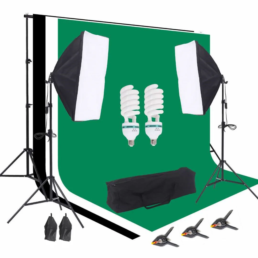 Censreal 8 in 1 Softbox Lighting Kit Studio Shooting Kit Photography Backgrounds Green Black White 2*3m
Censreal 8 in 1 Softbox Lighting Kit Studio Shooting Kit Photography Backgrounds Green Black White 2*3m