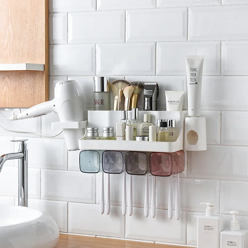 Amazon hot sell wall-mounted bathroom storage rack plastic brush holder and automatic toothpaste dispenser
Amazon hot sell wall-mounted bathroom storage rack plastic brush holder and automatic toothpaste dispenser