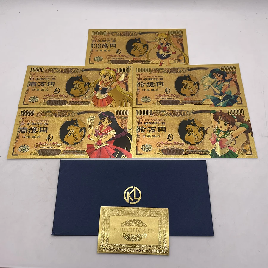 New 10 Designs Japanse Manga Beautiful Sailor Moon Anime Gold Banknote for Classic Memory Souvenir Gifts and Collection Cards
New 10 Designs Japanse Manga Beautiful Sailor Moon Anime Gold Banknote for Classic Memory Souvenir Gifts and Collection Cards
