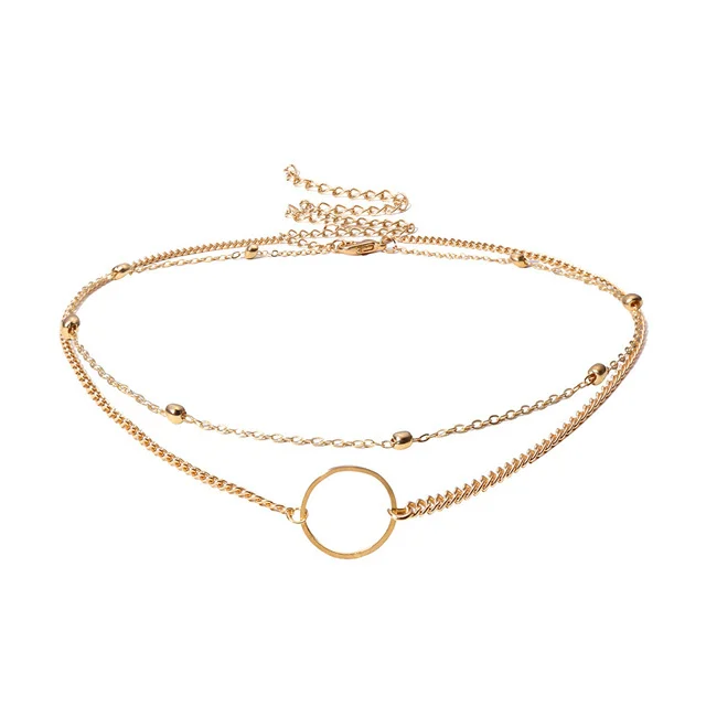 Classic Simple Style Hollow Circle Charm Double Layer Chain Necklace Chokers Necklaces, Gold,silver
Classic Simple Style Hollow Circle Charm Double Layer Chain Necklace Chokers Necklaces, Gold,silver