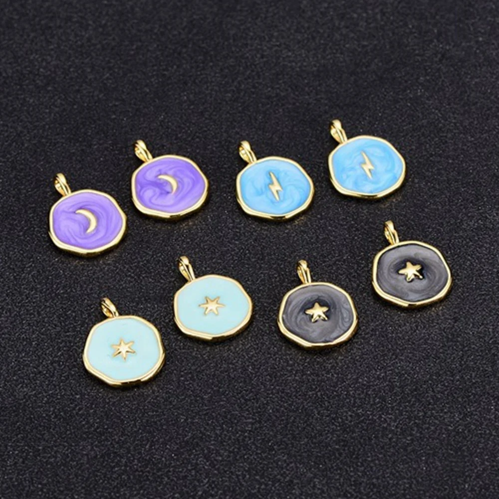 Wholesale Copper Base Enamel Charm 14K Gold Star Moon Lightning Charms For Necklace Bracelets Earring Making
Wholesale Copper Base Enamel Charm 14K Gold Star Moon Lightning Charms For Necklace Bracelets Earring Making