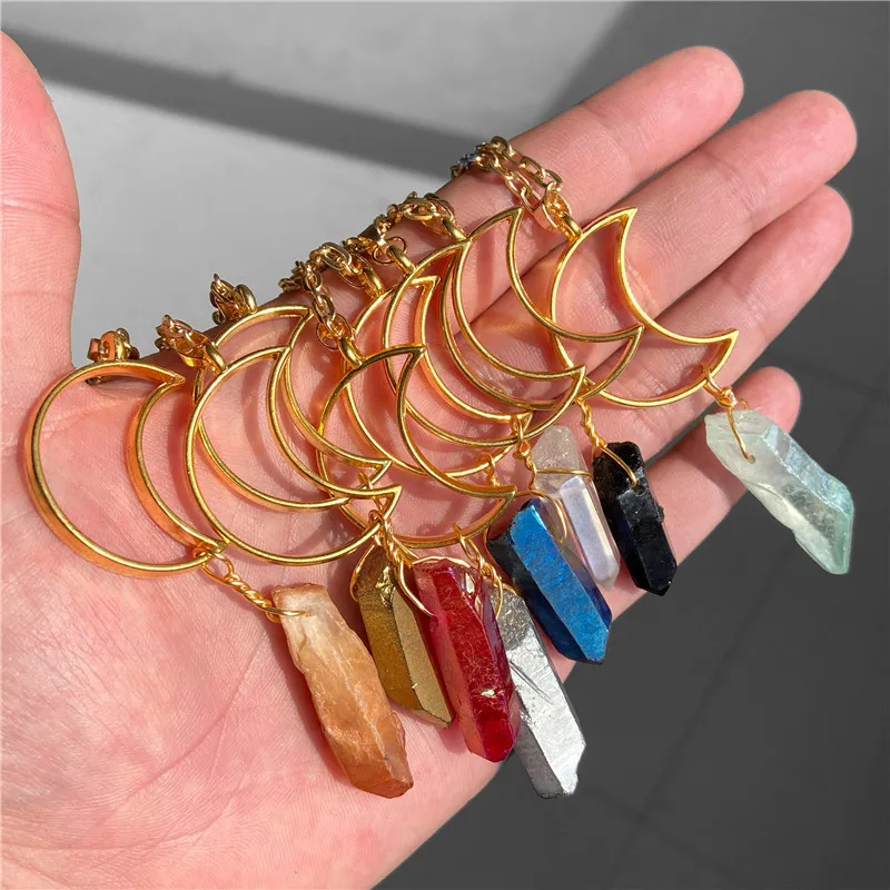 YICAI Fashion Healing Crystal Quartz Stone Jewelry For Women Gold Crescent Moon Charm Pendant Necklace
YICAI Fashion Healing Crystal Quartz Stone Jewelry For Women Gold Crescent Moon Charm Pendant Necklace