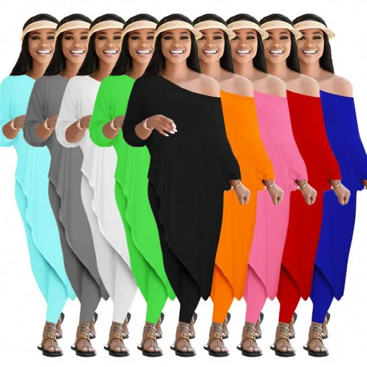 New Style Loose Solid Color Sloping Shoulder Irregular Top 2 Piece Set Pants Women Fall Two Piece Sets For Women
New Style Loose Solid Color Sloping Shoulder Irregular Top 2 Piece Set Pants Women Fall Two Piece Sets For Women