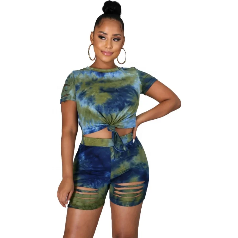 Sports Slit Casual 2 Piece Ladies Tie Dye T Shirt Shorts Set
Sports Slit Casual 2 Piece Ladies Tie Dye T Shirt Shorts Set