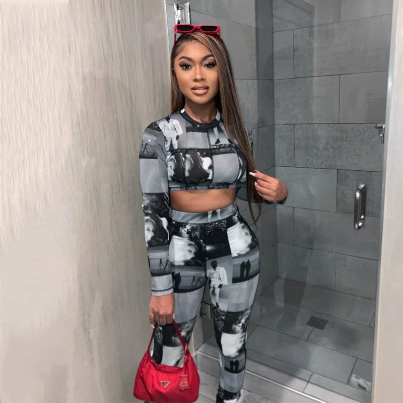 2021 Hot Selling Women Casual Mesh Print Two Piece Long Sleeve Top Leggings Sporty Sexy Club Outfits Set
2021 Hot Selling Women Casual Mesh Print Two Piece Long Sleeve Top Leggings Sporty Sexy Club Outfits Set