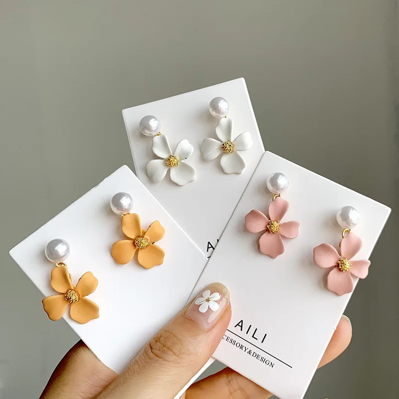 JUHU New fashion simple candy color matte small flower pearl earrings cute flower earrings alloy metal jewelry for women, Colorful
JUHU New fashion simple candy color matte small flower pearl earrings cute flower earrings alloy metal jewelry for women, Colorful