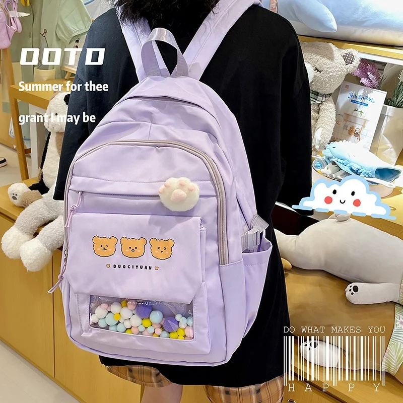 Ulzzang Cute Colorful Wholesale Women Girls Kids Teens Children School Bag Rucksack Backpack with Bear Paw Toy Clear Pvc Pocket, 4 colors
Ulzzang Cute Colorful Wholesale Women Girls Kids Teens Children School Bag Rucksack Backpack with Bear Paw Toy Clear Pvc Pocket, 4 colors