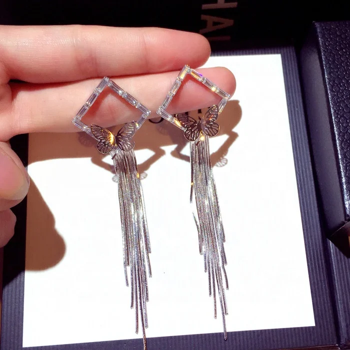 New Long Earrings Tassel Earrings For Women Cubic Zircon Butterfly Dangle Earrings Fashion Jewelry Gift, Picture shows
New Long Earrings Tassel Earrings For Women Cubic Zircon Butterfly Dangle Earrings Fashion Jewelry Gift, Picture shows