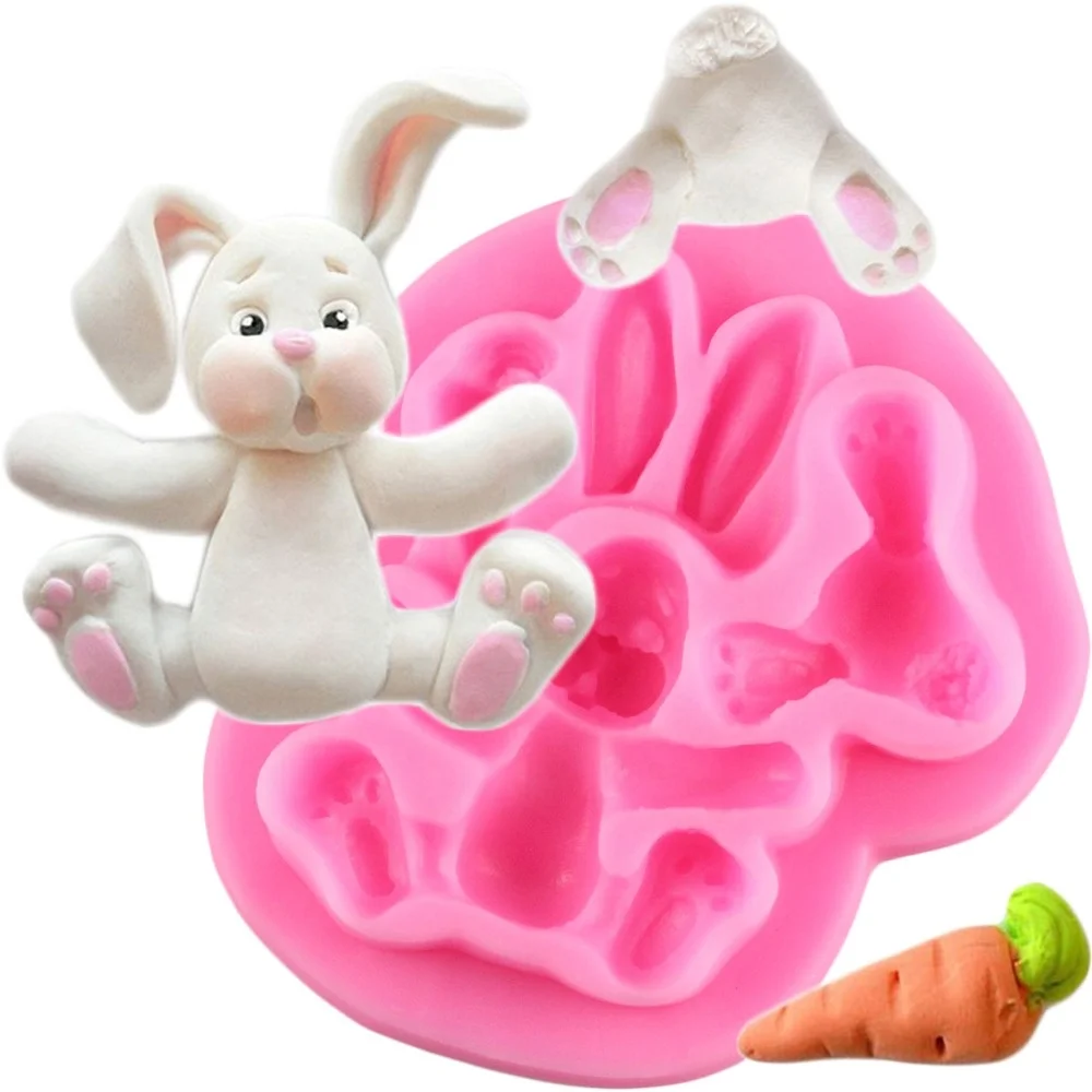 

3D Rabbit Easter Bunny Silicone Mould Fondant Cake Molds Cupcake Tools Confeitaria Kitchen Accessories Chocolate Kitchen