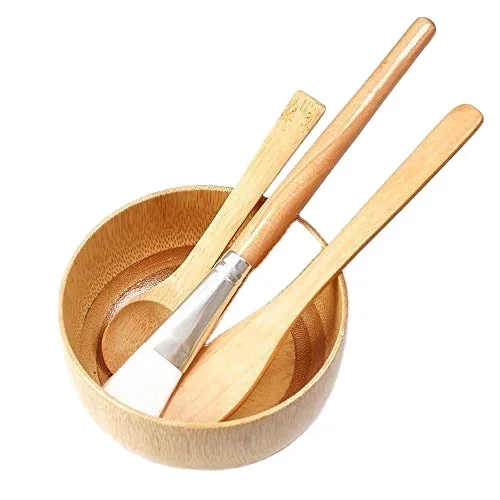 4 in 1 bamboo facial mix bowl suit clay facial mixed suit bamboo (bowl + brush spatula + spoon)DIY facial tool kit 
4 in 1 bamboo facial mix bowl suit clay facial mixed suit bamboo (bowl + brush spatula + spoon)DIY facial tool kit
