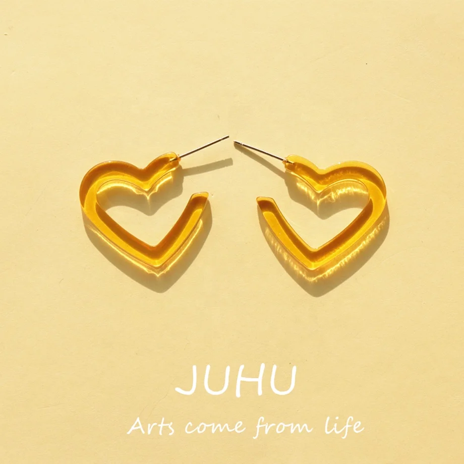 JUHU Simple Punk Heart Acrylic Boho Transparent Earrings Multi-color Statement Retro Stud Earring For Women Gift, Colorful
JUHU Simple Punk Heart Acrylic Boho Transparent Earrings Multi-color Statement Retro Stud Earring For Women Gift, Colorful