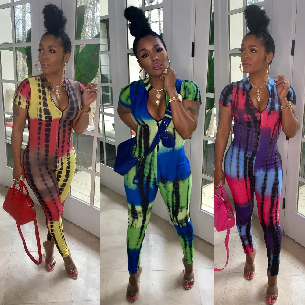 Fashion Streetwear Deep V Zip Up Print Shortsleeve Skinny Women Romper And Jumpsuit, Yellow, rose red, green
Fashion Streetwear Deep V Zip Up Print Shortsleeve Skinny Women Romper And Jumpsuit, Yellow, rose red, green