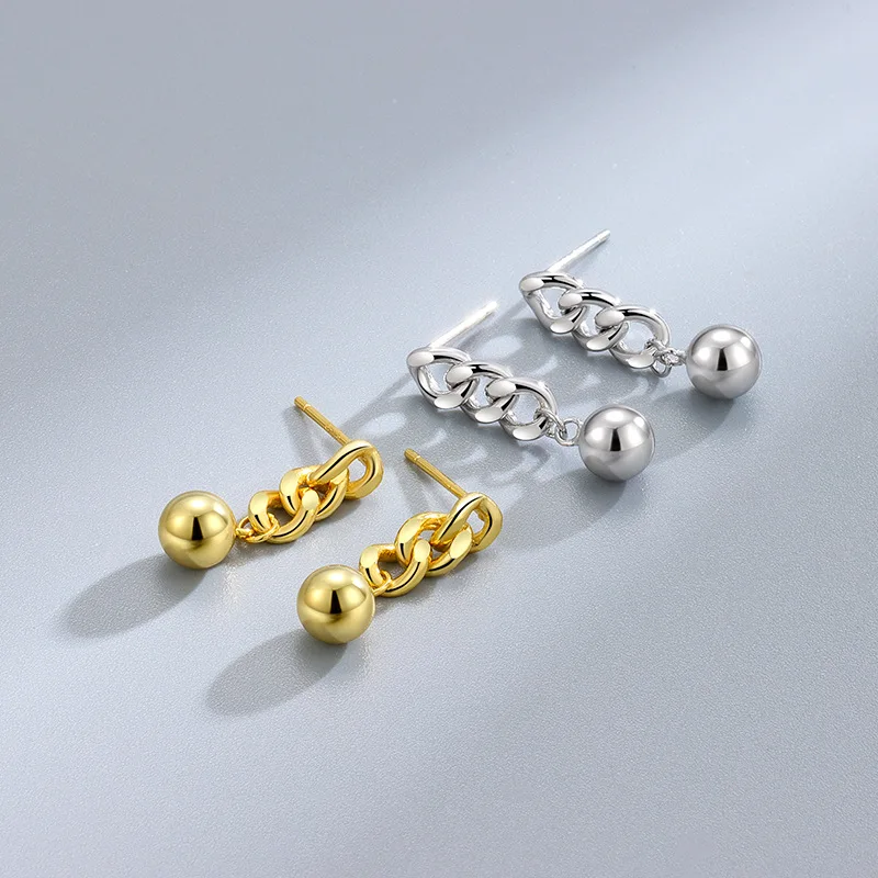 Unique Design Jewelry 925 Sterling Silver INS Chain Ball Cool Pendant 18K Gold S925 Sterling Silver Earrings For Women RE3093
Unique Design Jewelry 925 Sterling Silver INS Chain Ball Cool Pendant 18K Gold S925 Sterling Silver Earrings For Women RE3093