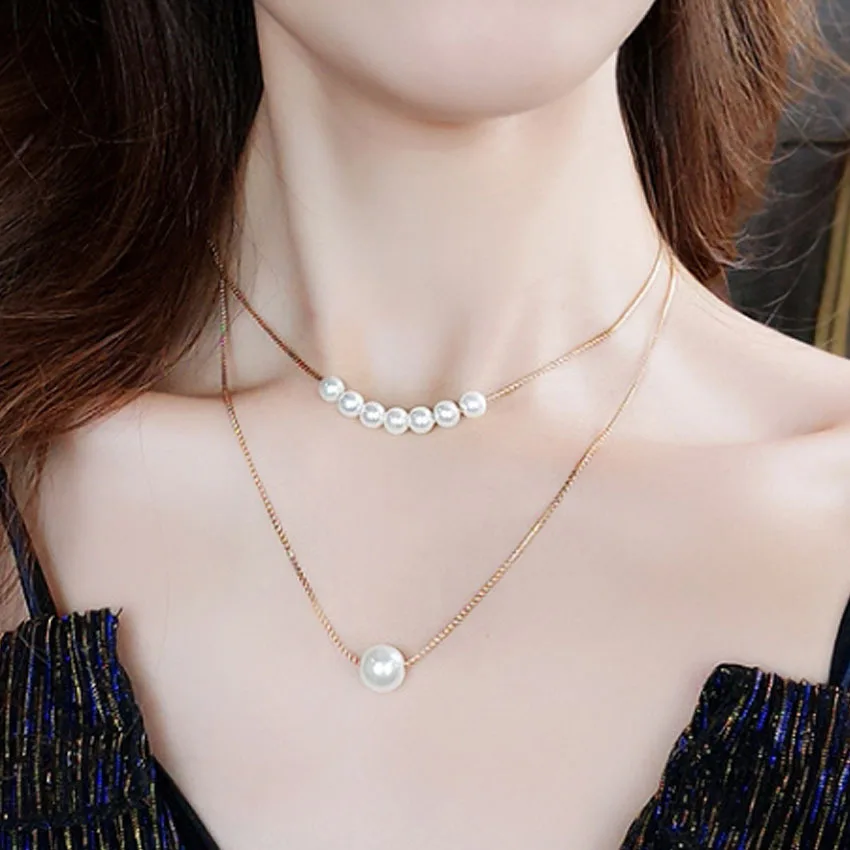 New fashion natural simple knotted chain jewelry pearl double alloy necklace women
New fashion natural simple knotted chain jewelry pearl double alloy necklace women