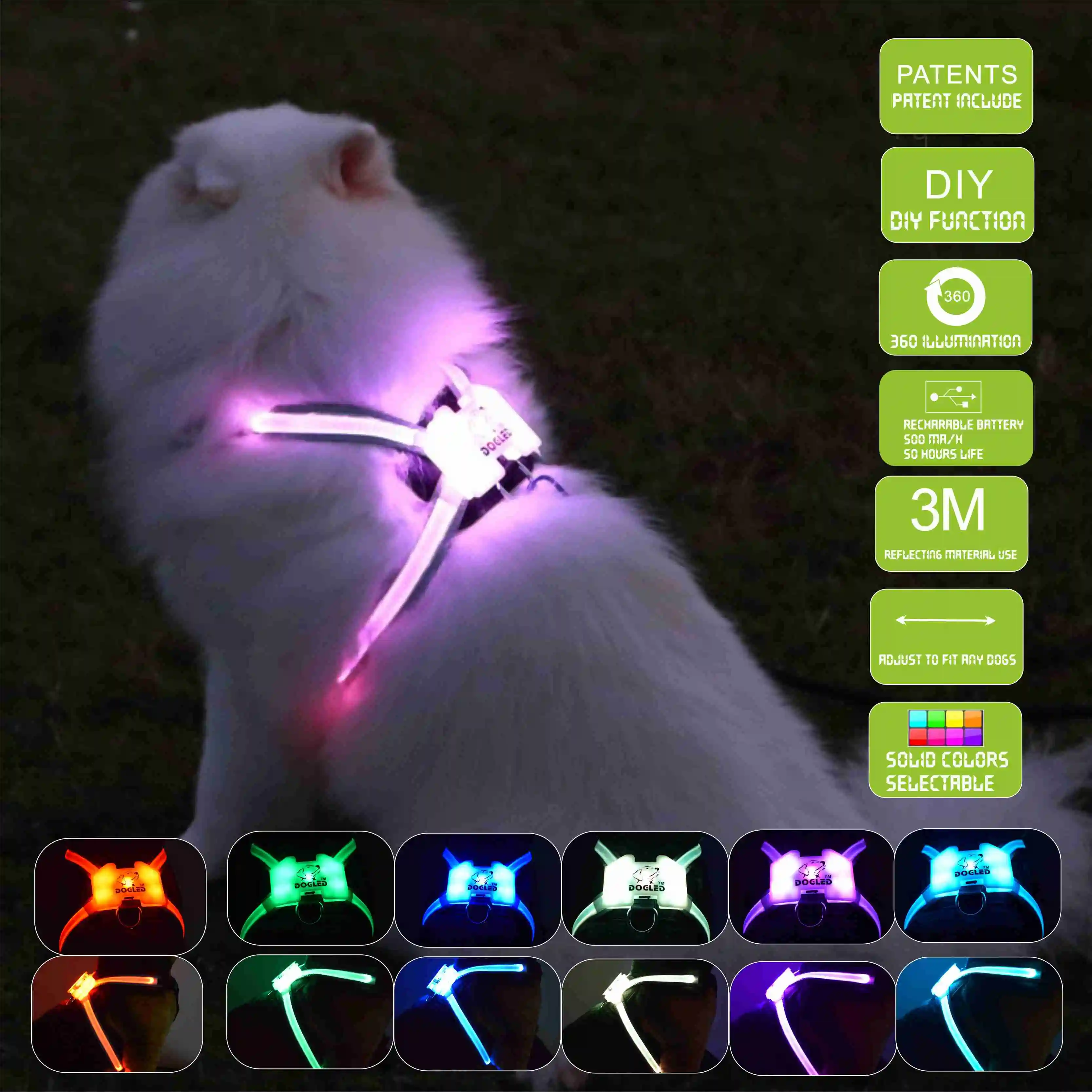 High Quality Comfortable Dog Custom Night Super Bright Led Flashing Harness Reflective Lights Personalized Nylon Quick Release, Multicolor
High Quality Comfortable Dog Custom Night Super Bright Led Flashing Harness Reflective Lights Personalized Nylon Quick Release, Multicolor