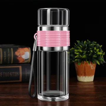 Mikenda New double glass tea separation portable water cup high temperature resistant transparent cup LOGO customization
Mikenda New double glass tea separation portable water cup high temperature resistant transparent cup LOGO customization