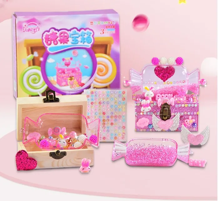 DIY Handmade Kids Crystal Candy Box Jewelry Storage Box Toys with Clay for Girl Gift, Blue/pink/violet/rose
DIY Handmade Kids Crystal Candy Box Jewelry Storage Box Toys with Clay for Girl Gift, Blue/pink/violet/rose