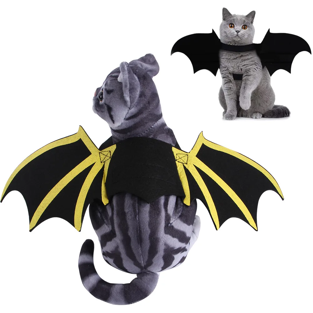 

2021 New Halloween Bat Wing Chest Back Harness Accessories Pet Cat Dog Funny Bat Wings, Picture
