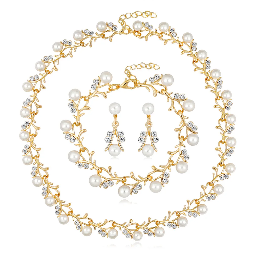 Gold/Silver Wedding Bridal White Pearl Crystal Necklace Bracelet Luxury Earrings Fashion Evening Dress Jewelry Set
Gold/Silver Wedding Bridal White Pearl Crystal Necklace Bracelet Luxury Earrings Fashion Evening Dress Jewelry Set