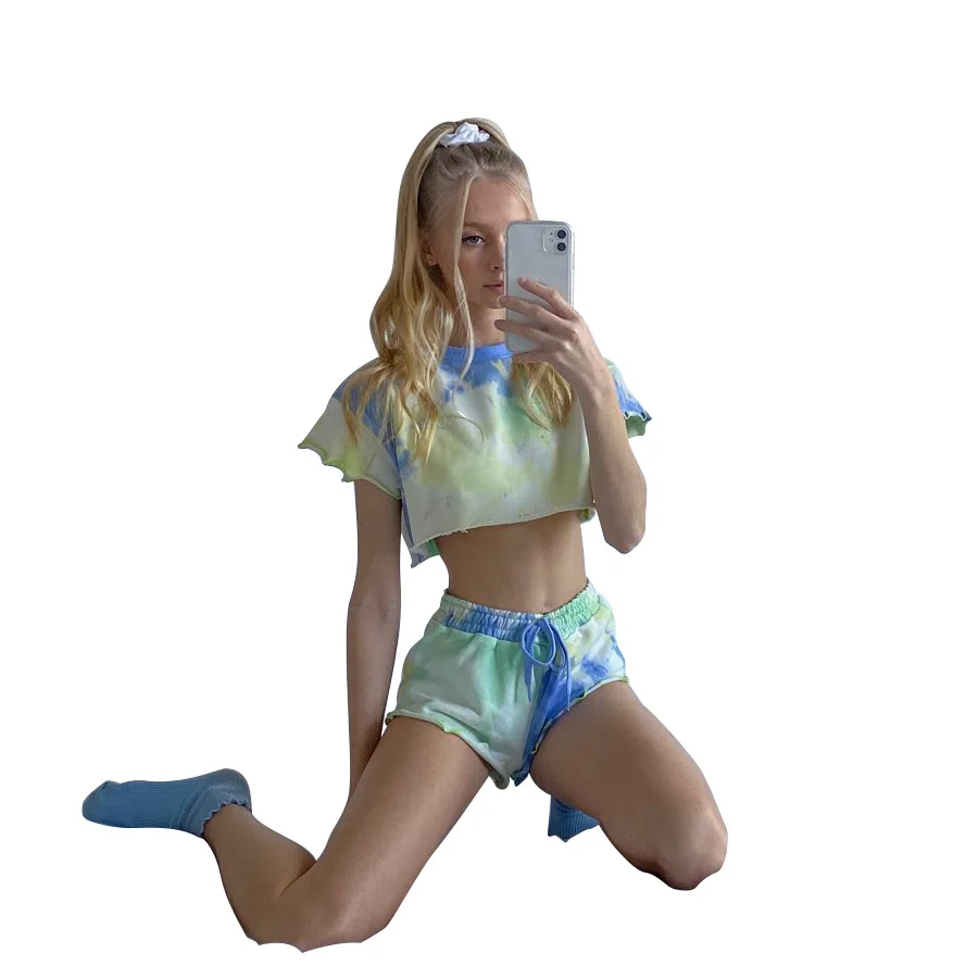 Women's Home Furnishing 2 Pieces Tie Dye Casual Comfortable Soft Sexy Personality Loose Short Sleeve, Picture
Women's Home Furnishing 2 Pieces Tie Dye Casual Comfortable Soft Sexy Personality Loose Short Sleeve, Picture
