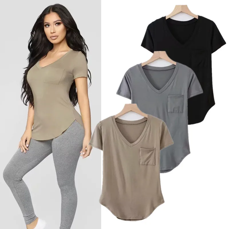 Wholesale Summer Women's Custom Printing V Neck Pocket Model Short-sleeved T-shirts, Picture
Wholesale Summer Women's Custom Printing V Neck Pocket Model Short-sleeved T-shirts, Picture