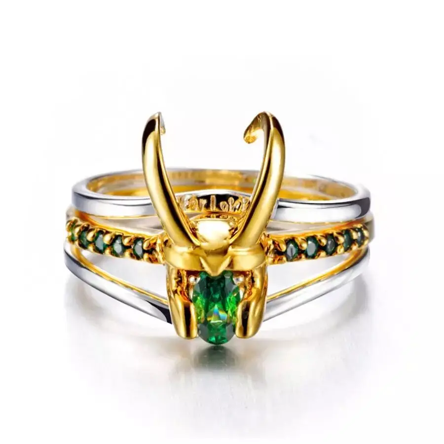 Men's and Women's Loki Rings Stackable Adjustable 3 in 1 Movie Helmet Green Crystal Metal Alloy Stackable Ring Gift Jewelry
Men's and Women's Loki Rings Stackable Adjustable 3 in 1 Movie Helmet Green Crystal Metal Alloy Stackable Ring Gift Jewelry