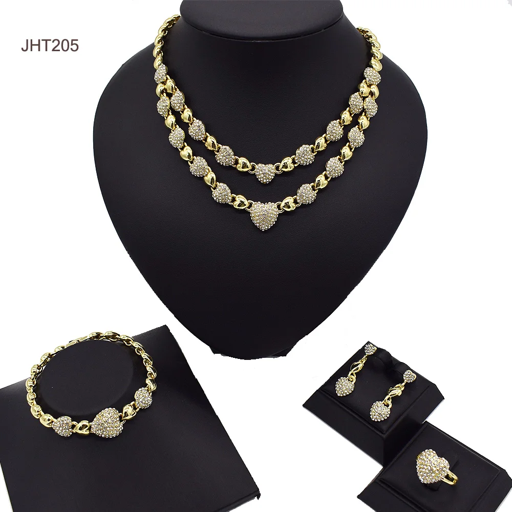 JHT205 Fashion 18K gold plated double diamond jewelry heart Fashion jewels set women jewelry set wedding
JHT205 Fashion 18K gold plated double diamond jewelry heart Fashion jewels set women jewelry set wedding
