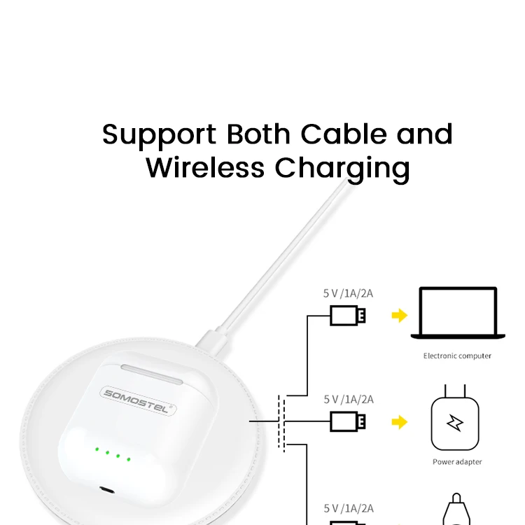 Somostel TWS i88 True Wireless Stereo Earbuds Bluetooth earphohne with wireless charging headphone for iphone - ANKUX.COM