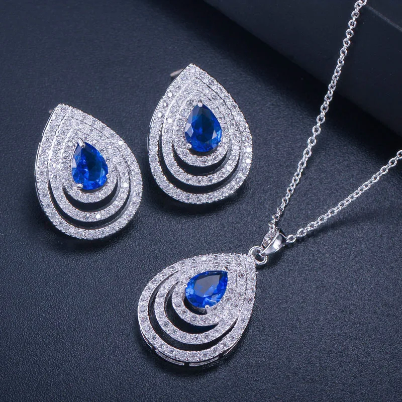 Elegant Earrings and Necklace Ladies Blue Cubic Zirconia Stone Teardrop Fashion Party Jewelry Set For Girls Women Daily Wear
Elegant Earrings and Necklace Ladies Blue Cubic Zirconia Stone Teardrop Fashion Party Jewelry Set For Girls Women Daily Wear