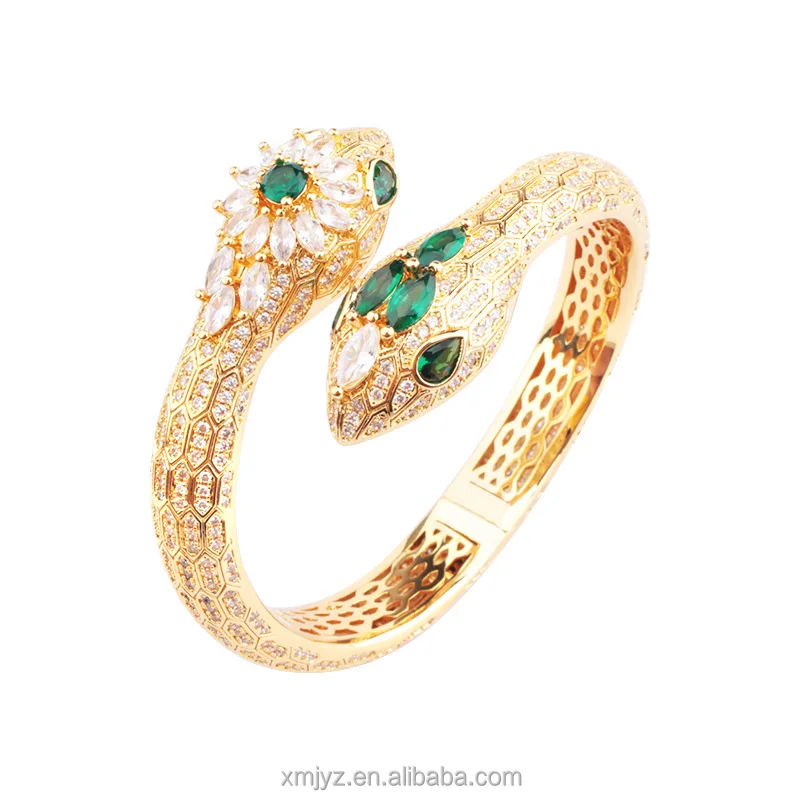 Vintage Fashion Snake Shaped Head And Tail Micro Inlaid Green Stone All Diamond Gold Plated Women's Banquet Decoration
Vintage Fashion Snake Shaped Head And Tail Micro Inlaid Green Stone All Diamond Gold Plated Women's Banquet Decoration