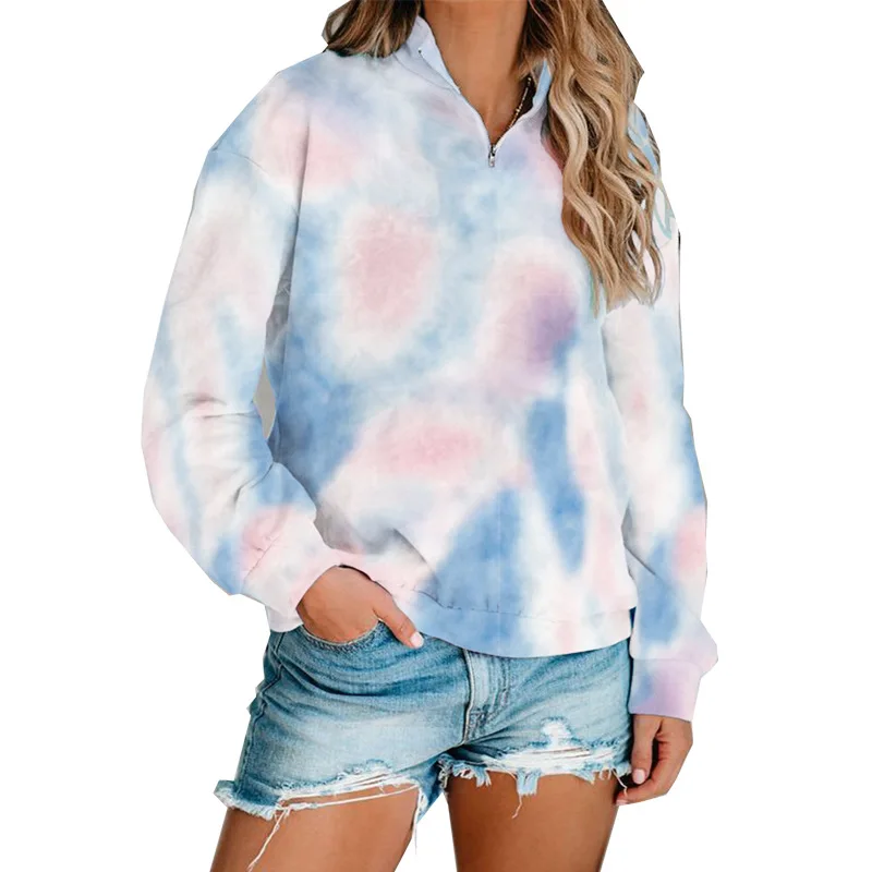 WW-0254 Tie-dye Printing Zipper Collar Shirt Long Sleeve Fleece Single Female Womans Tie Dye Tops Sport Long Sleeve Fitness, Customized color
WW-0254 Tie-dye Printing Zipper Collar Shirt Long Sleeve Fleece Single Female Womans Tie Dye Tops Sport Long Sleeve Fitness, Customized color