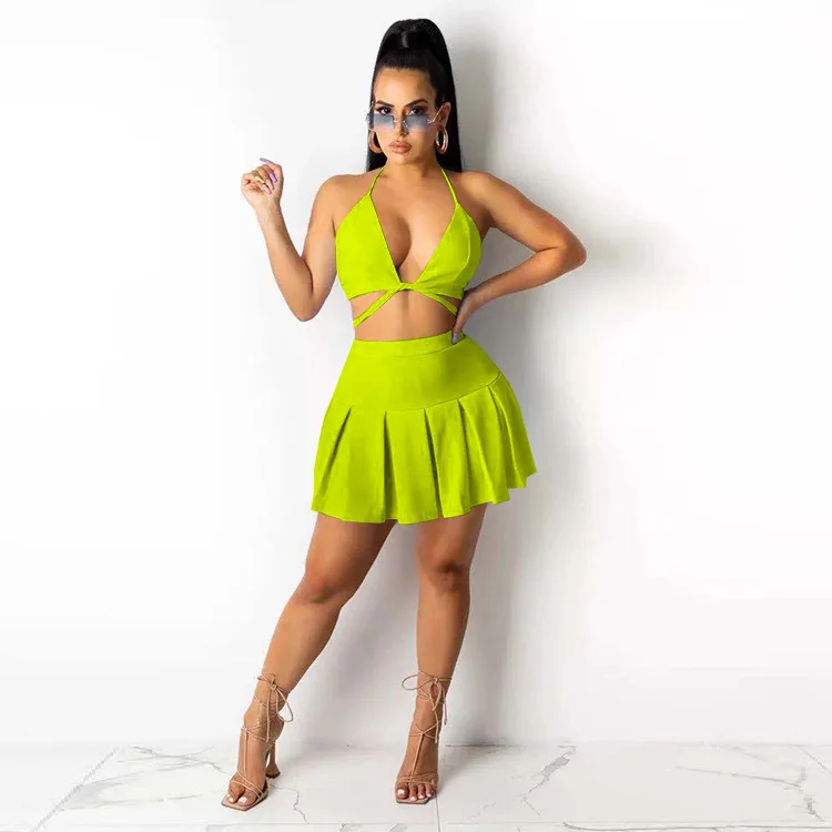 FS4213A Fashion clothing vendors women crop top with mini pleated skirt sets summer two piece outfits
FS4213A Fashion clothing vendors women crop top with mini pleated skirt sets summer two piece outfits