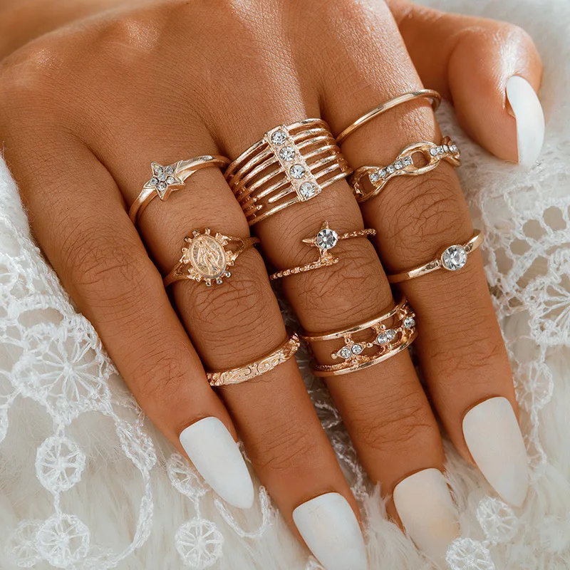 set of 9 pcs cheap rings jewelry women finger ring sets for all fingers double layer
set of 9 pcs cheap rings jewelry women finger ring sets for all fingers double layer