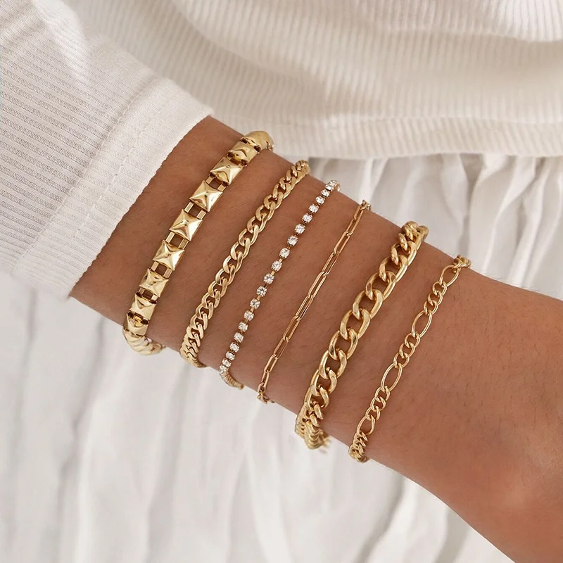 SinDlan 6Pcs/set Wholesale Fashion Jewelry 2021 Women's Multi-layered Punk Geometric Chain Bracelets
SinDlan 6Pcs/set Wholesale Fashion Jewelry 2021 Women's Multi-layered Punk Geometric Chain Bracelets