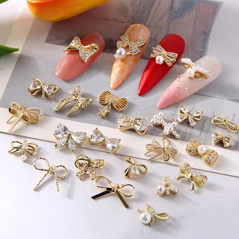 Luxury Nail Art Charm Cubic Zircon Pearl Bow Knot Nail 3D Diamond Long Chain Nail Sticker DIY Art Decoration Finger Jewelry, Colorful 
Luxury Nail Art Charm Cubic Zircon Pearl Bow Knot Nail 3D Diamond Long Chain Nail Sticker DIY Art Decoration Finger Jewelry, Colorful