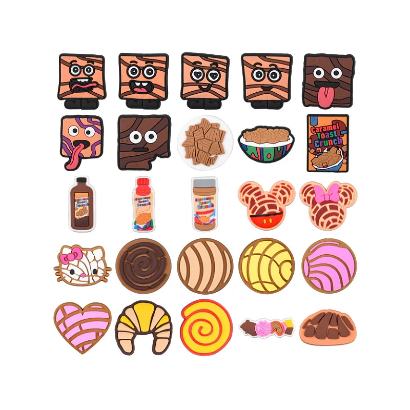 Drop Shipping Croc charms pack set Cereal croc charms for shoe decoration accessories biscuits shoe charms for croc shoes gift, Customized color
Drop Shipping Croc charms pack set Cereal croc charms for shoe decoration accessories biscuits shoe charms for croc shoes gift, Customized color