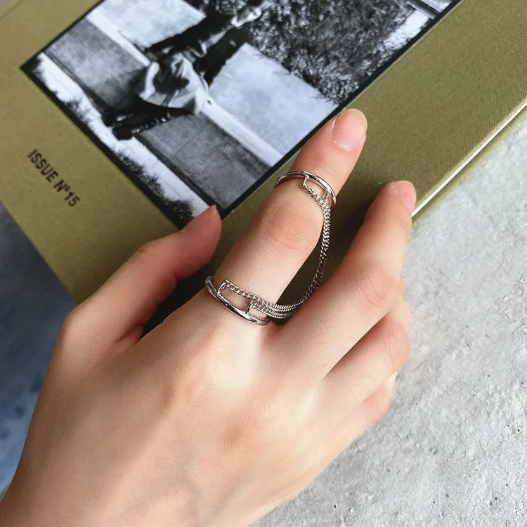 Fashion Two Layer Chain 925 Sterling Silver Double Adjustable Ring for Women, White gold
Fashion Two Layer Chain 925 Sterling Silver Double Adjustable Ring for Women, White gold