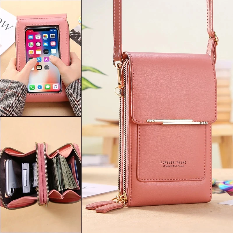 Wholesale ladies PU leather Mini Card Holder Double Zipper women shoulder bags Touch screen mobile phone bags, 8 colors
Wholesale ladies PU leather Mini Card Holder Double Zipper women shoulder bags Touch screen mobile phone bags, 8 colors