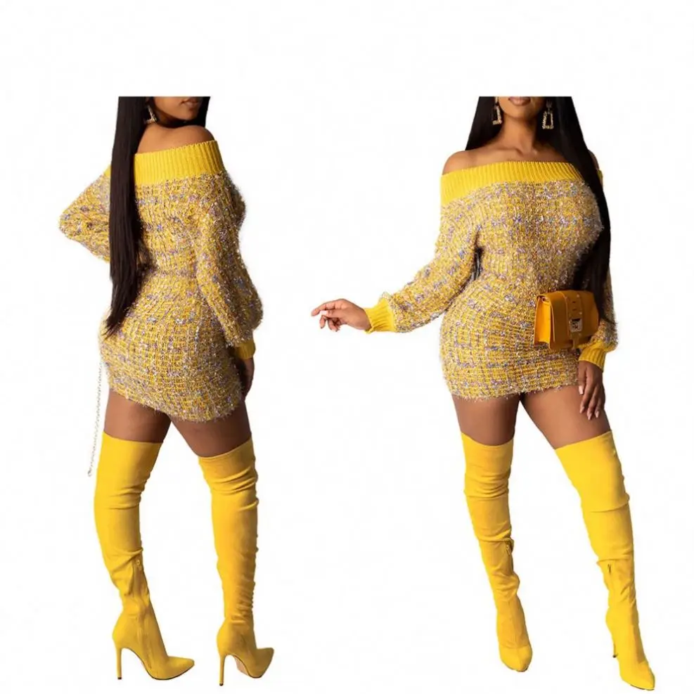 2020 Patchwork Yellow Off Shoulder Knitted Long Sleeve Fall Sweater Bodycon Dress Women Sexy
2020 Patchwork Yellow Off Shoulder Knitted Long Sleeve Fall Sweater Bodycon Dress Women Sexy