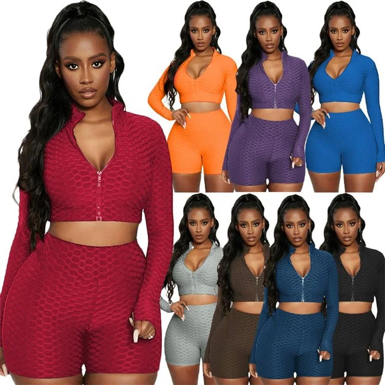 Popular Ladies Fitness Tracksuit Long Sleeve Zipper Tops Autumn 2 Piece Shorts Set For Women, Picture shown
Popular Ladies Fitness Tracksuit Long Sleeve Zipper Tops Autumn 2 Piece Shorts Set For Women, Picture shown