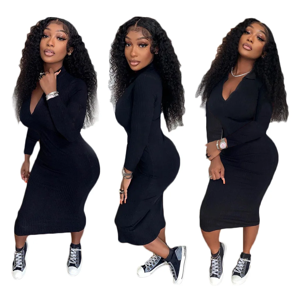 Solid Color Long V Neck Cheap Casual Women Dress Sexy Dresses Bodycon Midi Dress Women, As picture
Solid Color Long V Neck Cheap Casual Women Dress Sexy Dresses Bodycon Midi Dress Women, As picture