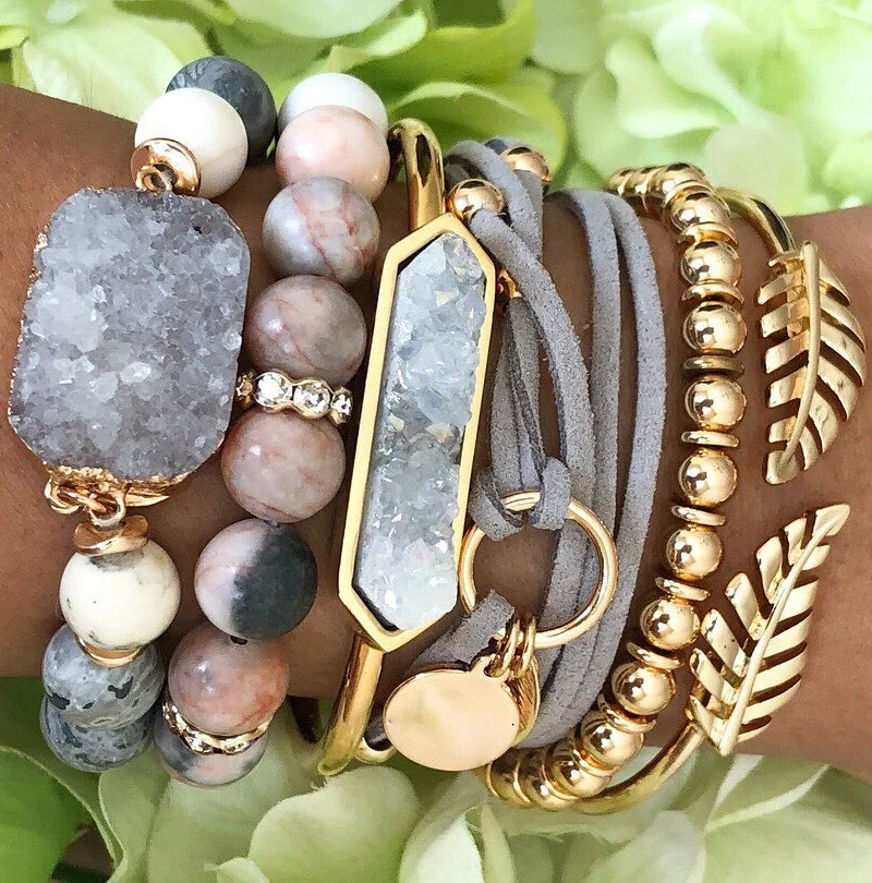 Christmas Jewelry ,Boho Handmade Gemstone Natural Stone Crystal Quartz Druzy Priscilla's Stretch Stacking Beaded Bracelet Set
Christmas Jewelry ,Boho Handmade Gemstone Natural Stone Crystal Quartz Druzy Priscilla's Stretch Stacking Beaded Bracelet Set