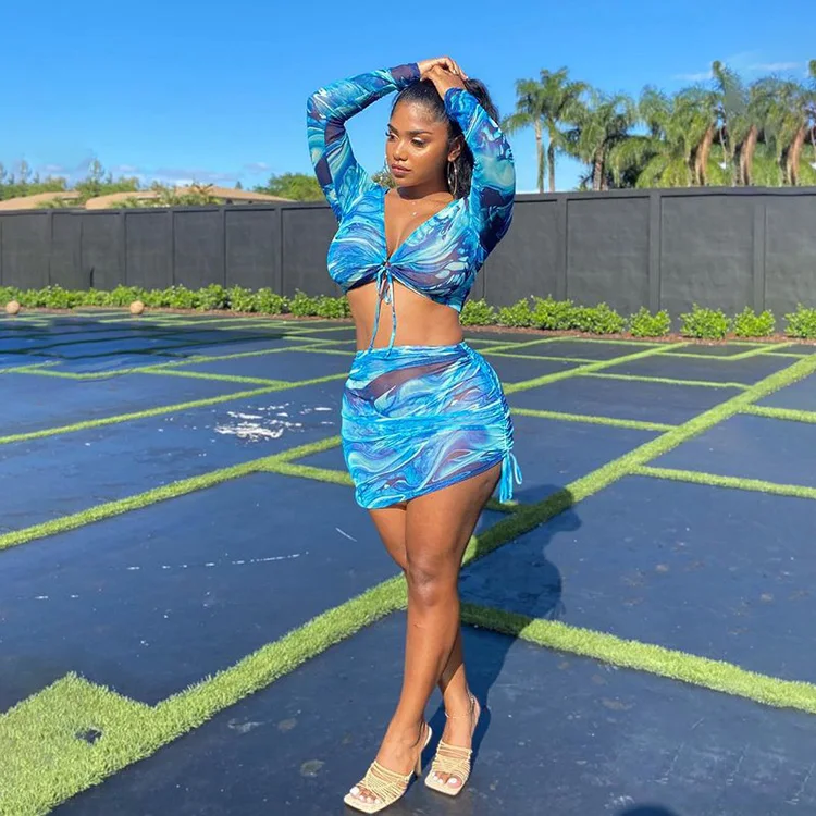 Trending Gauze Print Beach Skirt Sets V Neck Long Sleeve Pleated Lace-Up Two Piece Beach Wear Outfit -SM, Lake blue,orange,rose red
Trending Gauze Print Beach Skirt Sets V Neck Long Sleeve Pleated Lace-Up Two Piece Beach Wear Outfit -SM, Lake blue,orange,rose red