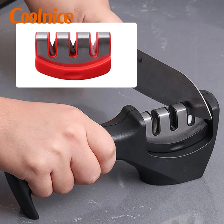 New Arrival Professional Kitchen Knife Accessories 3-Stage Knife Sharpener with Non slip Rubber handle, Custom color
New Arrival Professional Kitchen Knife Accessories 3-Stage Knife Sharpener with Non slip Rubber handle, Custom color