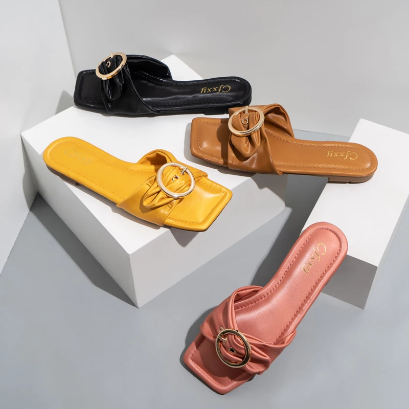 Hot sale fashion belt buckle flat heels women's shoes solid color open toe slippers, Black,yellow pink,brown
Hot sale fashion belt buckle flat heels women's shoes solid color open toe slippers, Black,yellow pink,brown