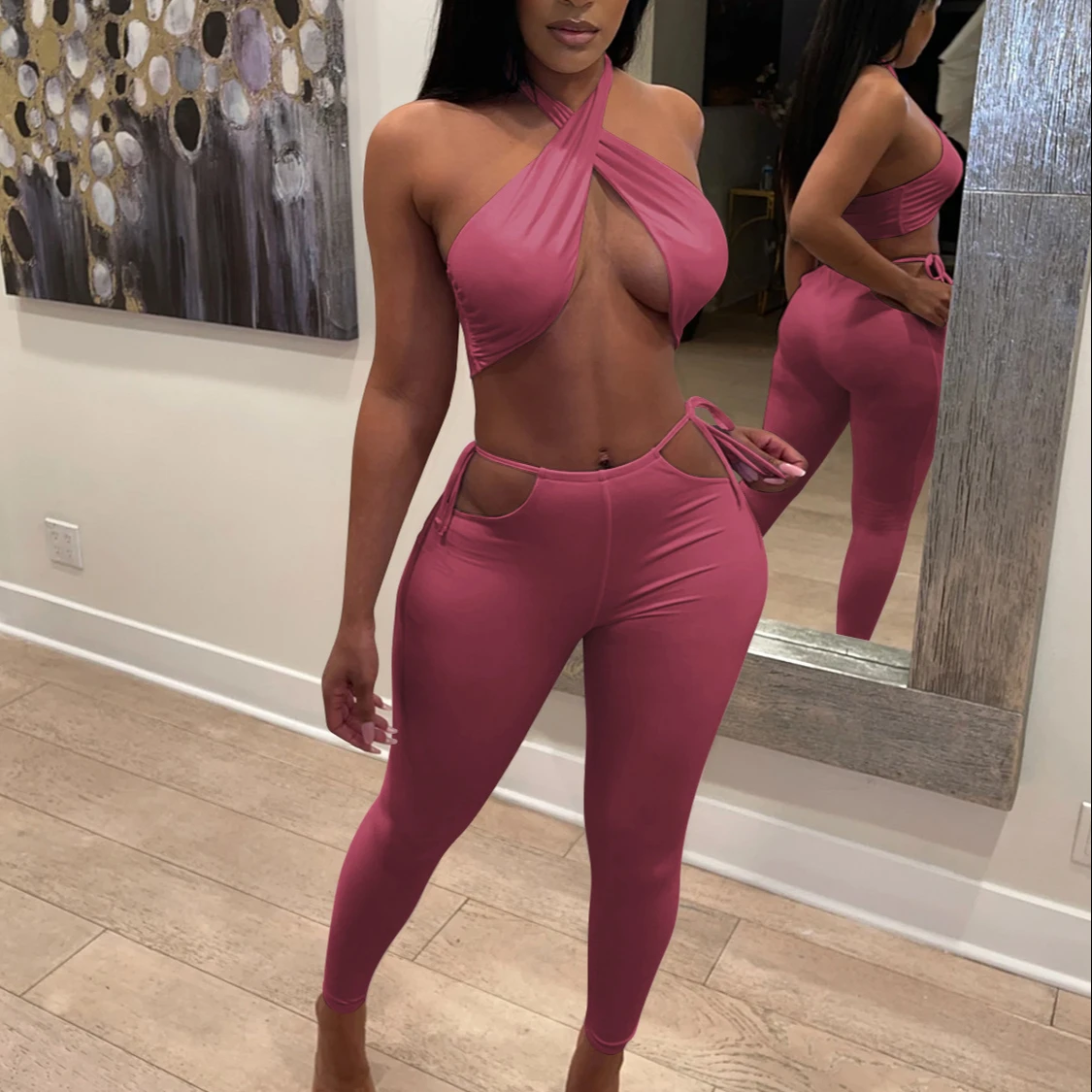 Summer 2021 New Arrivals Outfits Woman Tight Tops Outfits Female Halter Crop Top And Trouser Two Piece Pants Set Women Clothing, Peach,beige
Summer 2021 New Arrivals Outfits Woman Tight Tops Outfits Female Halter Crop Top And Trouser Two Piece Pants Set Women Clothing, Peach,beige