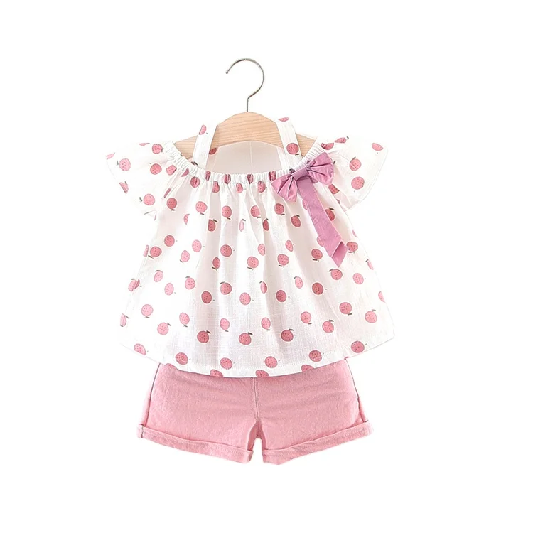Latest design washed cotton Fruit apple printing high quality cute girls' clothing sets, Pink yellow
Latest design washed cotton Fruit apple printing high quality cute girls' clothing sets, Pink yellow